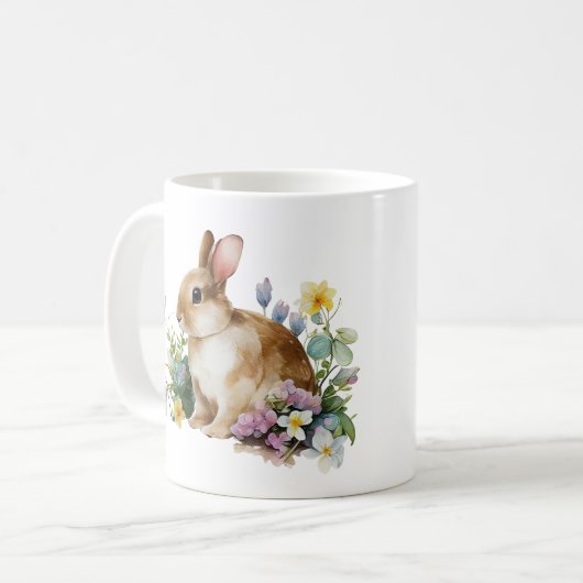 Mug Bébé mignon (petites oreilles) avec fleurs (Devant gauche)