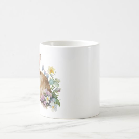 Mug Bébé mignon (petites oreilles) avec fleurs (Centre)
