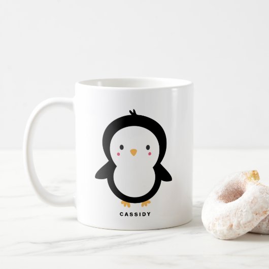 Mug Bébé mignon Pingouin Enfants Personnalisés (Avec donut)