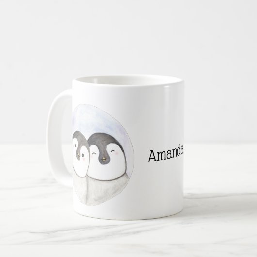Mug Bébé mignon pingouins Nom personnalisé Pingouin ca (Devant gauche)