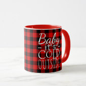Mug Bébé noir rouge Son Motif froid à l'extérieur Plai (Devant droit)