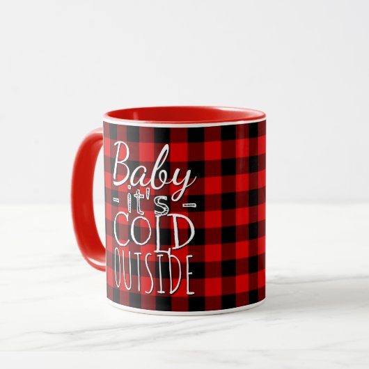 Mug Bébé noir rouge Son Motif froid à l'extérieur Plai (Devant gauche)