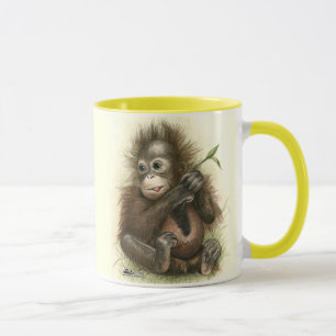 Mug Bébé orang-outan avec des feuilles
