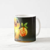 Mug bébé perroquet vert et jaune tenant un an (Devant droit)