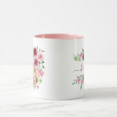 Mug Bébé Photo Fleurs roses Aquarelle Nom Floral (Centre)