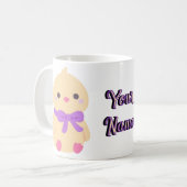 Mug Bébé Poussin Assis Mignon Kawaii Arc Violet (Devant gauche)