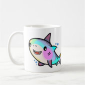 Mug Bébé requin Kawaii adorable avec des pastels arc-e (Gauche)