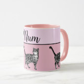Mug Bébé rose blanc Tabby chat Chats Whimsical Art mam (Devant droit)