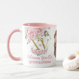 Mug Bébé rose Floral XV QUINCEAÑERA Quince 15 Photo