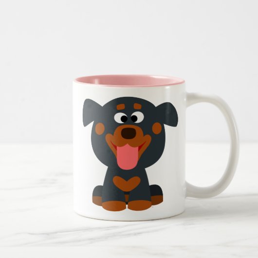 Mug Bébé Rottweiler Cartoon Mignon (Droit)