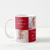 Mug Bébé rouge Premier Noël Grand-parents 2 Nom de la  (Gauche)