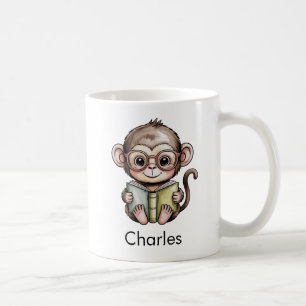 Mug Bébé singe mignon lisant un livre