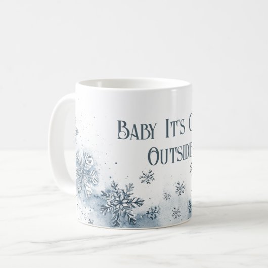 Mug Bébé son froid à l'extérieur Snowflakes Blue (Devant gauche)