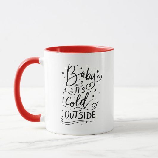 Mug Bébé Son Froid Dehors | Script de vacances manuscr (Gauche)