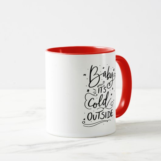 Mug Bébé Son Froid Dehors | Script de vacances manuscr (Devant droit)