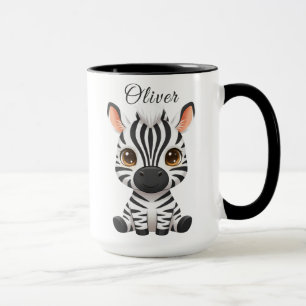 Mug Bébé Zèbre Dessin Animé Mignon, Personnaliser le N