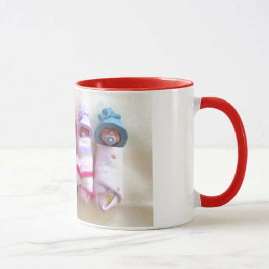 Mug Bébés d'argile, casquettes d'Elf, sommeil, (Droite)