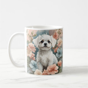 Mug Bébés mignons animaux   Mignonne chiot maltais bla