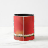 Mug Bécasseau à carreaux noirs mignon avec feuilles d' (Centre)