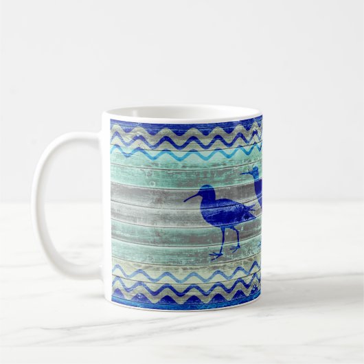 Mug Bécasseaux côtiers rustiques de décor de bleu (Gauche)
