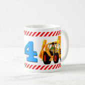 Mug Bêcheur jaune du 4ème anniversaire du garçon (Devant droit)