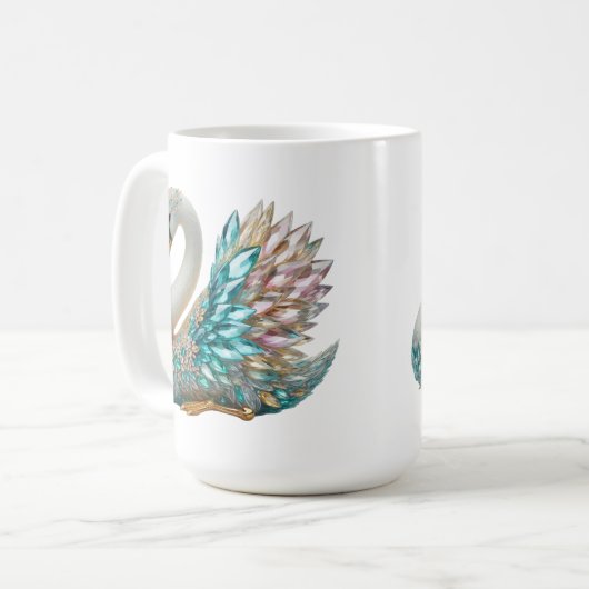 Mug Bedazzled Diamond Swan Gold Crystal Bling (Devant gauche)
