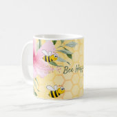 Mug Bee Happy bumble abeilles jaune nid d'abeille été (Devant gauche)