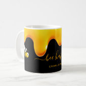 Mug Bee Happy noir mignon bourdons abeilles gouttant d (Devant gauche)