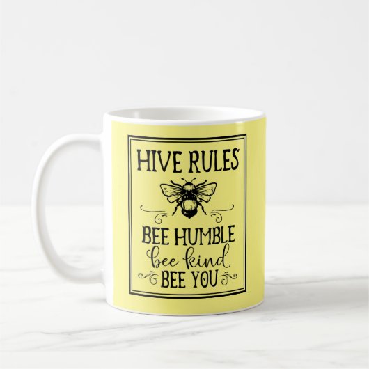 Mug Bee Hive Rules Word Art (Gauche)