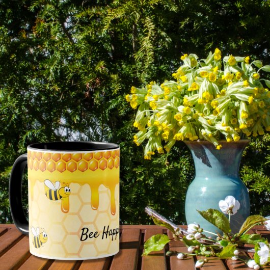 Mug Bee joyeux miel motif de nid d'abeille goutte à go
