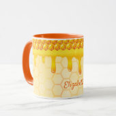 Mug Bee miel nid d'abeille goutte de miel Nom jaune (Devant gauche)