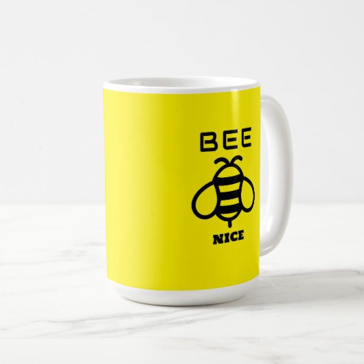Mug Bee Nice with Yellow Background Design (Devant droit)
