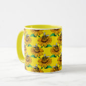 Mug Bee on Sunflower Flower Pattern Design Yellow  (Devant gauche)