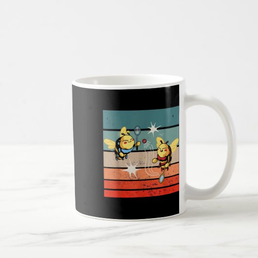 Mug Bees Badminton Dynamic Cartoonish Artwork Funny Pl (Droite)