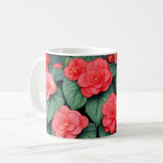 Mug Bégonia fleurs roses (Devant gauche)