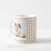 Mug Beige Gingham Custom Photo (Devant gauche)