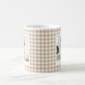 Mug Beige Gingham Custom Photo (Centre)