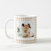Mug Beige Gingham Custom Photo (Gauche)