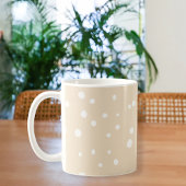 Mug Beige polka dot cup with handle, Birthday gift