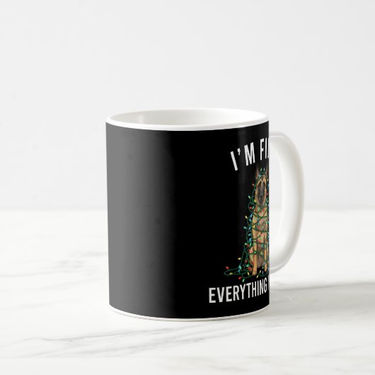 Mug Belgian Malinois Christmas I'm Fine Everything Is  (Devant droit)