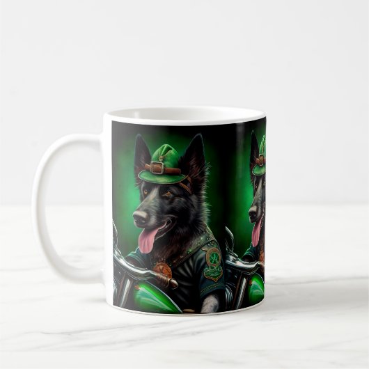Mug Belgian Shepherd conduite vélo St. Patrick's Day (Gauche)