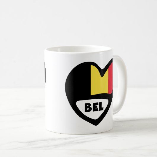 Mug Belgique Code Pays Drapeau Coeur BEL (Devant droit)