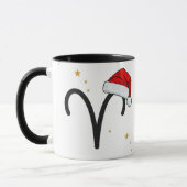 Mug Bélier de Noël Chapeau de Père Noël (Gauche)