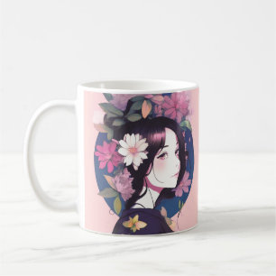 Mug Belle Anime Girl couronnée de fleurs