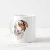 Mug Belle aquarelle Bleu Eyed Australien Shepherd (Devant gauche)