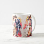 Mug Belle aquarelle couple mariage (Devant droit)