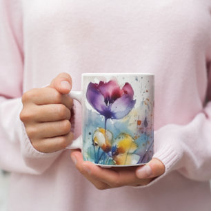 Mug Belle aquarelle de fleurs de jardin de couleur sau