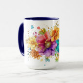 Mug Belle aquarelle fleurs dorées (Devant gauche)