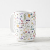 Mug Belle aquarelle Fleurs et papillons (Devant gauche)
