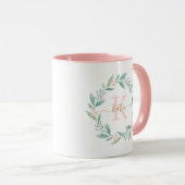 Mug Belle aquarelle Floral Wreath Monogramme (Devant droit)